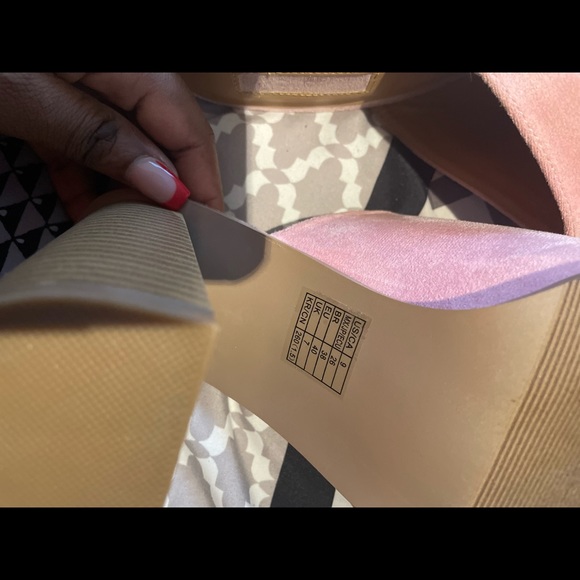 Forever 21 high heels pink block mules, din fabric - Picture 8 of 8